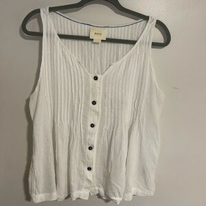 Maeve White Button-Front Tank Top